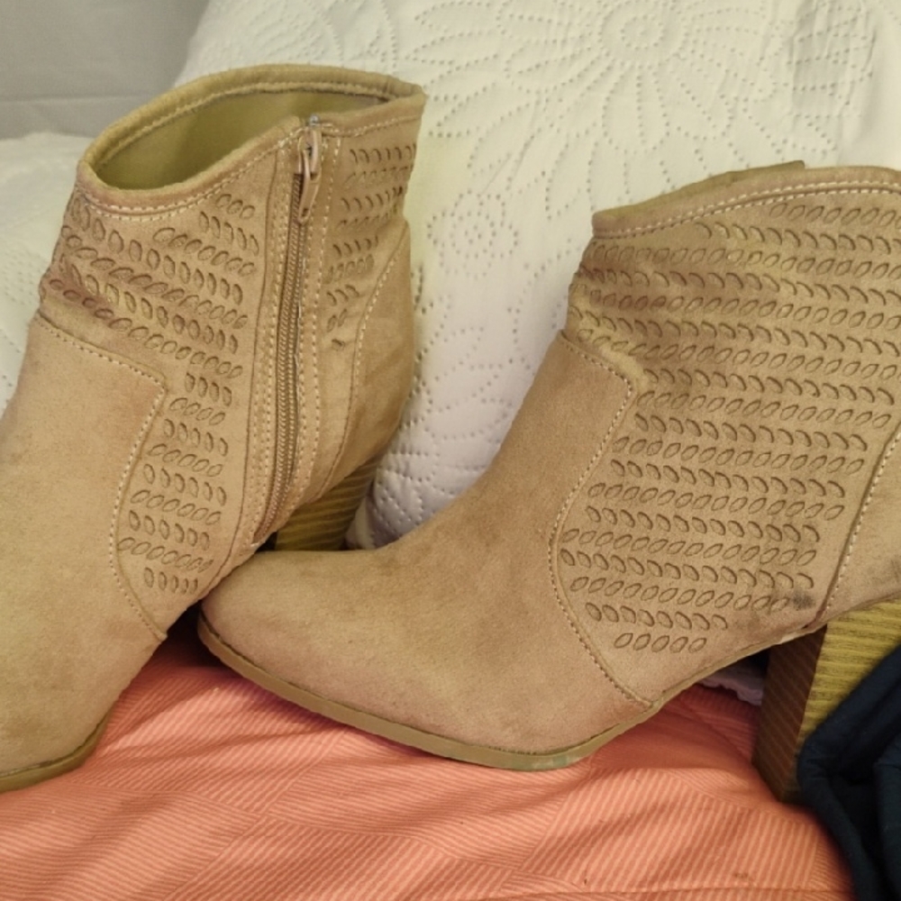 a.n.a Textured Tan Ankle Booties